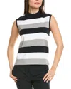 St John St. John Candy Stripe Turtleneck Sweater In Grey