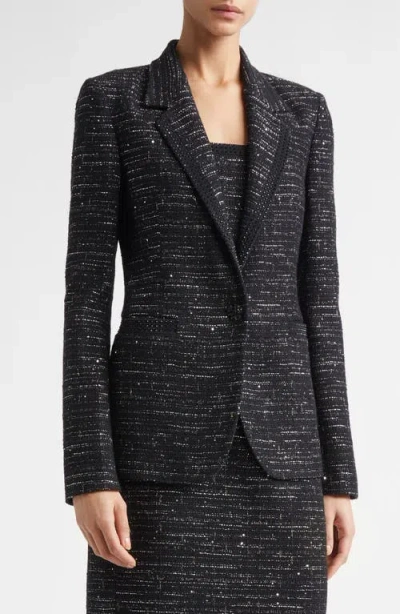 St John St. John Cannes Stud Trim Tweed Jacket In Black