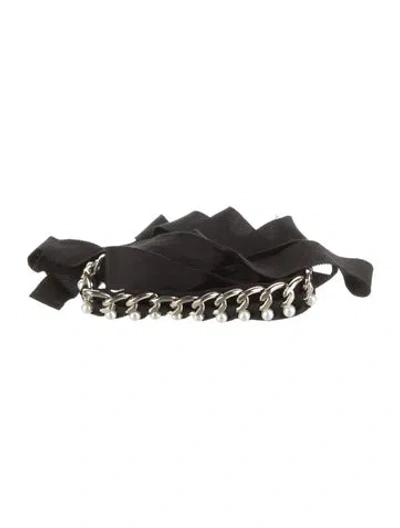 Pre-owned St John Canvas Chain-link Belt In Black