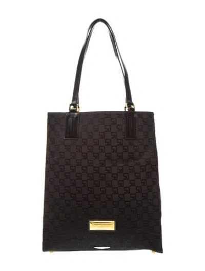 Pre-owned St John Canvas Shoulder Bag Vintage In Black