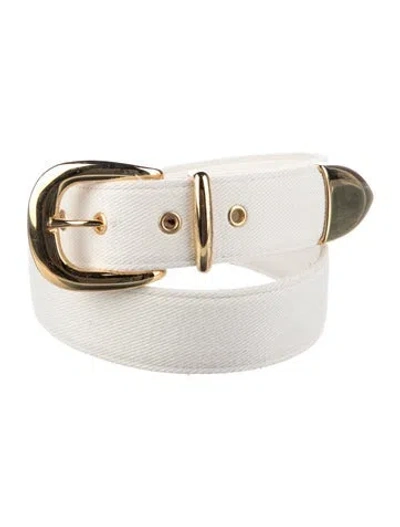 Pre-owned St John Canvas Waist Belt In White