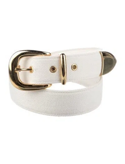 Pre-owned St John Canvas Waist Belt In White