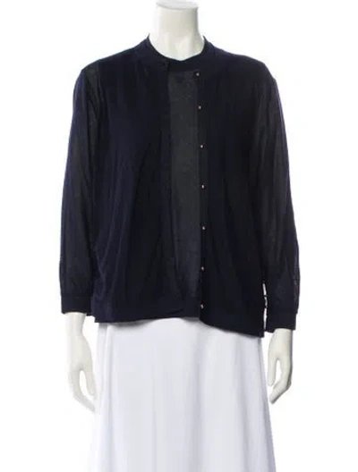 Pre-owned St John Cardigan Set Crew Neck Sweater In Blue