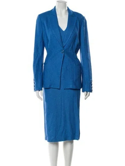 Pre-owned St John Cardigan Set Dress Set In Blue