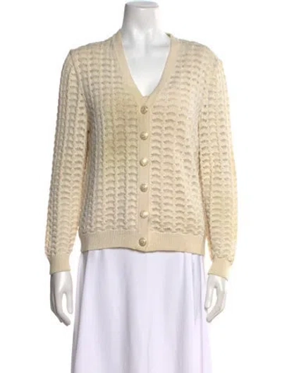 Pre-owned St John Cardigan Set Patterned Sweater In Neutral
