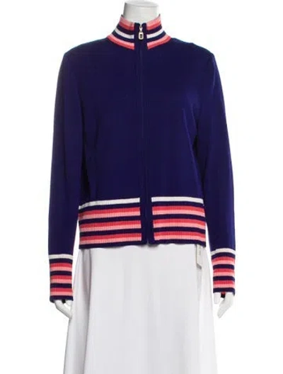 Pre-owned St John Cardigan Set Wool Set In Blue