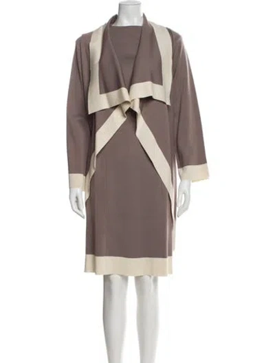 Pre-owned St John Cardigan Set Wool Set In Brown