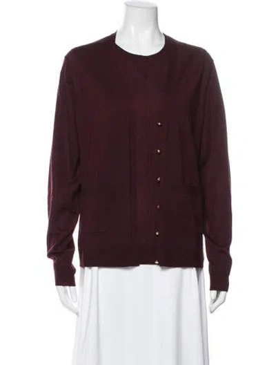 Pre-owned St John Cardigan Set Wool Set In Burgundy