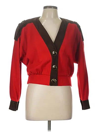 Pre-owned St John Cardigan Sweater In Red