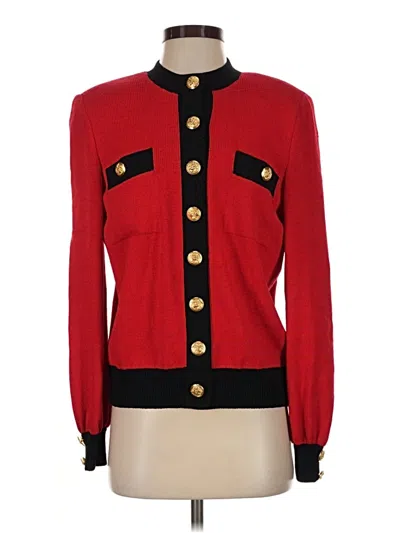 Pre-owned St John Cardigan Sweater In Red