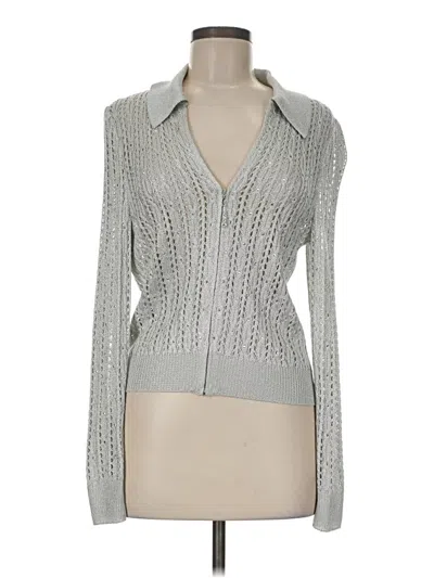 Pre-owned St John Cardigan Sweater In Silver