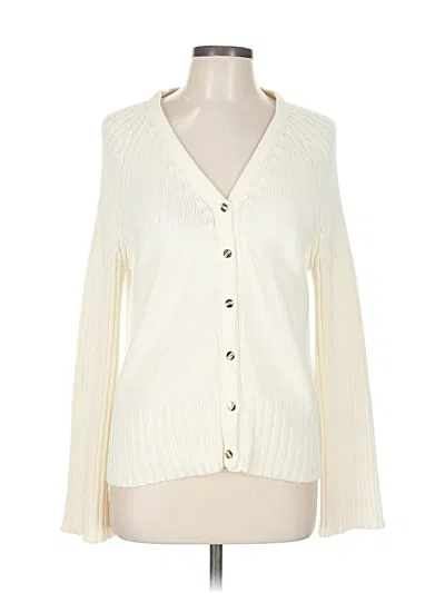 Pre-owned St John Cardigan Sweater In White
