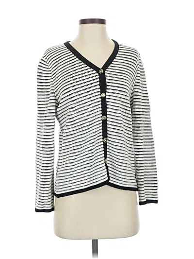 Pre-owned St John Cardigan Sweater In White