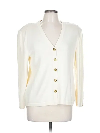 Pre-owned St John Cardigan Sweater In White