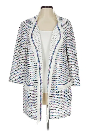 Pre-owned St John Cardigan Sweater In White