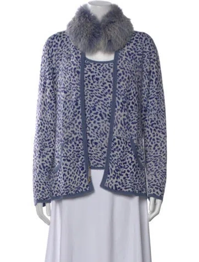 Pre-owned St John Cashmere Animal Print Sweater In Multi