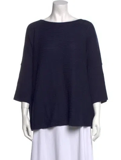 Pre-owned St John Cashmere Bateau Neckline Sweater In Blue