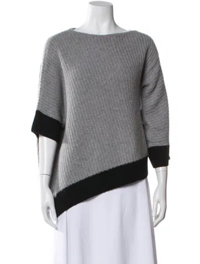 Pre-owned St John Cashmere Bateau Neckline Sweater In Gray
