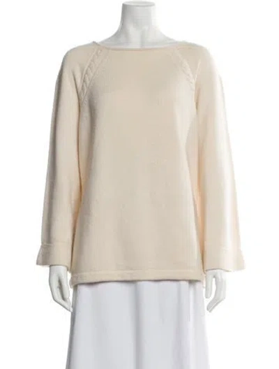 Pre-owned St John Cashmere Bateau Neckline Sweater In Neutral