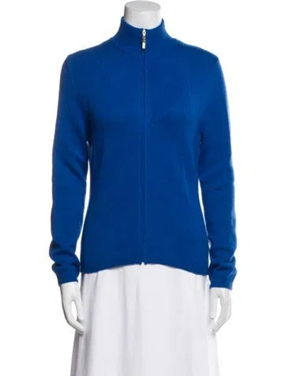 Pre-owned St John Cashmere Bomber Jacket In Blue