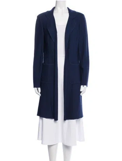 Pre-owned St John Cashmere Coat In Blue