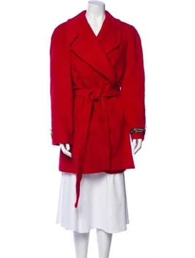 Pre-owned St John Cashmere Coat In Red