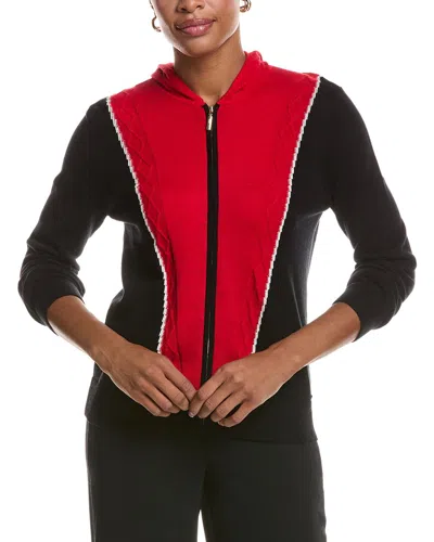 St John Cashmere Color Block Jacket In Red