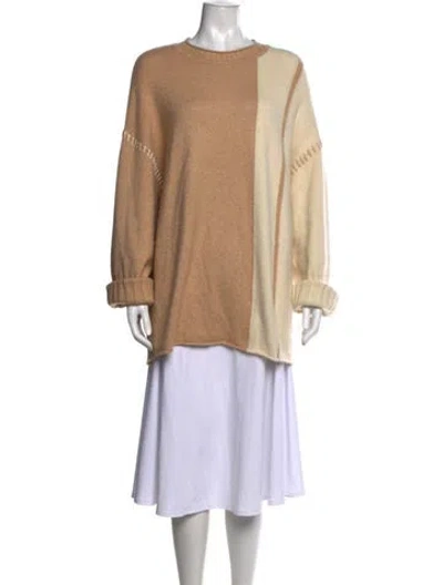 Pre-owned St John Cashmere Colorblock Pattern Sweater In Neutral