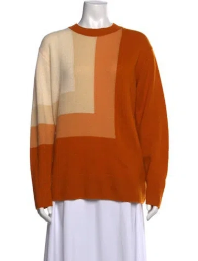 Pre-owned St John Cashmere Colorblock Pattern Sweater In Orange
