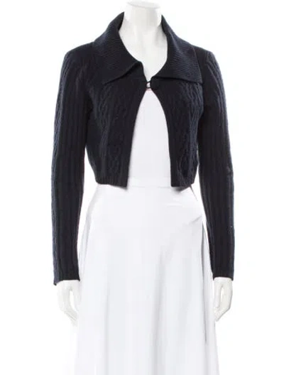 Pre-owned St John Cashmere Cowl Neck Sweater In Blue
