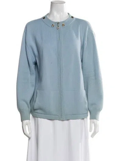 Pre-owned St John Cashmere Crew Neck Sweater In Blue