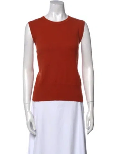 Pre-owned St John Cashmere Crew Neck Sweater In Orange