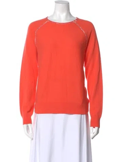 Pre-owned St John Cashmere Crew Neck Sweater In Orange
