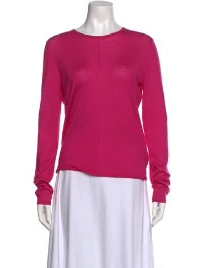 Pre-owned St John Cashmere Crew Neck Sweater In Pink