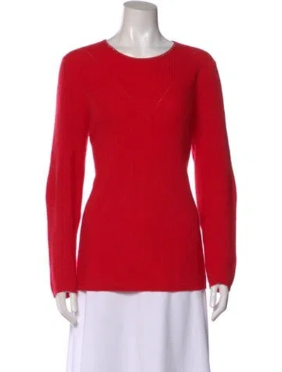 Pre-owned St John Cashmere Crew Neck Sweater In Red