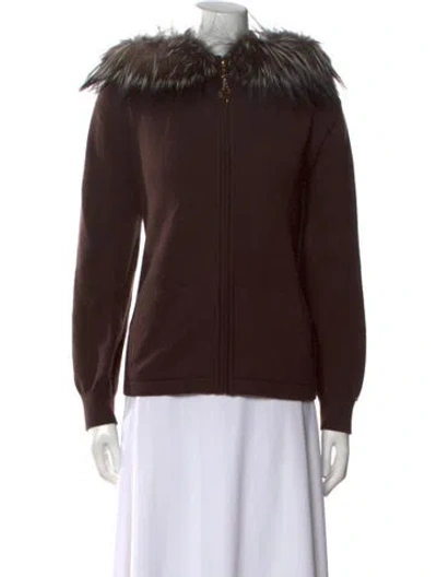 Pre-owned St John Cashmere Crew Neck Sweater W/ Tags In Brown