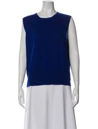 Pre-owned St John Cashmere Crew Neck Top In Blue