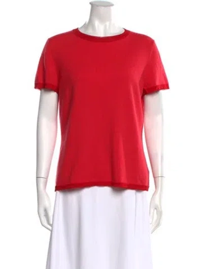 Pre-owned St John Cashmere Crew Neck T-shirt In Red