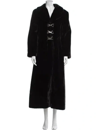 Pre-owned St John Cashmere Faux Fur Coat In Black