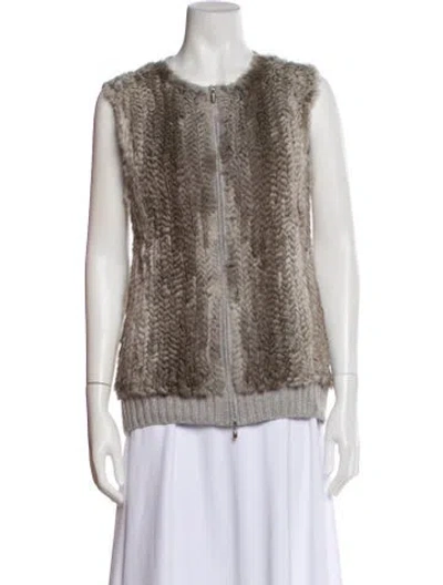 Pre-owned St John Cashmere Fur Jacket In Multi