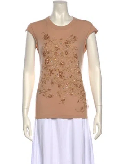 Pre-owned St John Cashmere Graphic Print T-shirt In Neutral