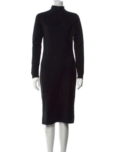 Pre-owned St John Cashmere Midi Length Dress In Black