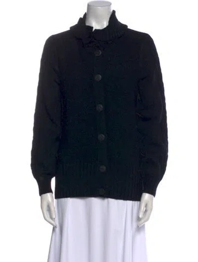 Pre-owned St John Cashmere Mock Neck Sweater In Black