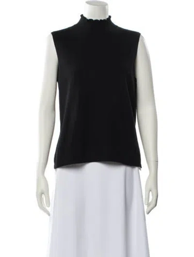 Pre-owned St John Cashmere Mock Neck Sweater In Black