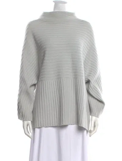 Pre-owned St John Cashmere Mock Neck Sweater In Blue