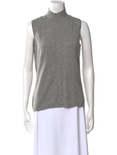 Pre-owned St John Cashmere Mock Neck Sweater In Gray