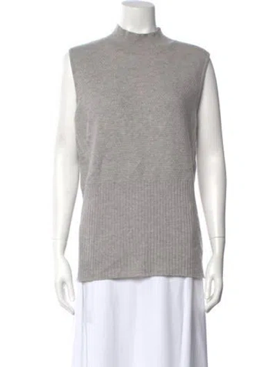 Pre-owned St John Cashmere Mock Neck Sweater In Gray