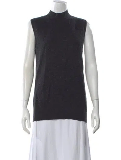 Pre-owned St John Cashmere Mock Neck Sweater In Gray