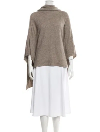 Pre-owned St John Cashmere Mock Neck Sweater In Neutral