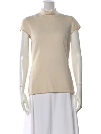 Pre-owned St John Cashmere Mock Neck Sweater In Neutral